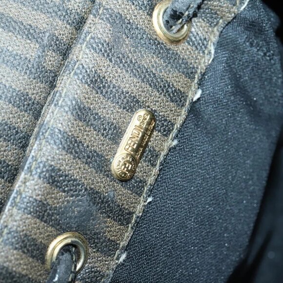 FENDI Pecan Canvas Backpack Brown Black gold Auth - Picture 14 of 16